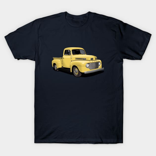 1950 Ford F1 Pickup Truck in yellow T-Shirt by candcretro